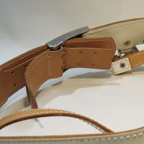 German Bundeswehr white Sam Browne leather belt - Length 95 cm