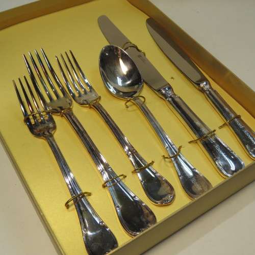 Single setting with 6 pieces - SANT ANDREA knives and forks - Unused, but personalized