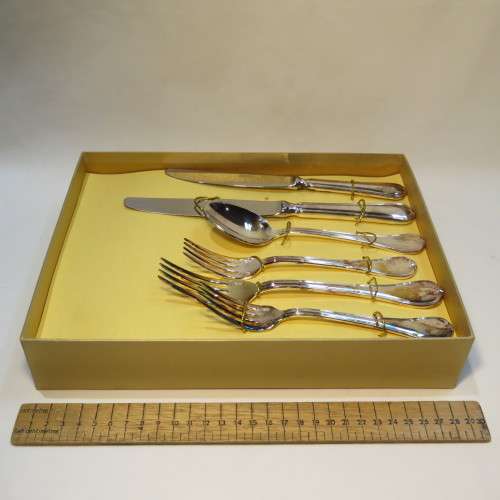 Single setting with 6 pieces - SANT ANDREA knives and forks - Unused, but personalized