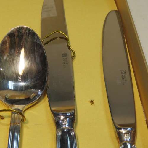 Single setting with 6 pieces - SANT ANDREA knives and forks - Unused, but personalized