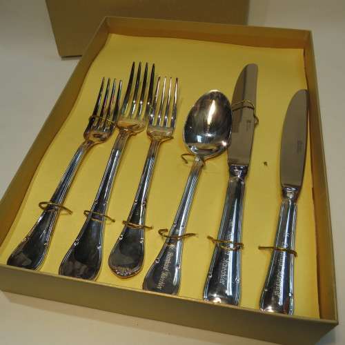 Single setting with 6 pieces - SANT ANDREA knives and forks - Unused, but personalized
