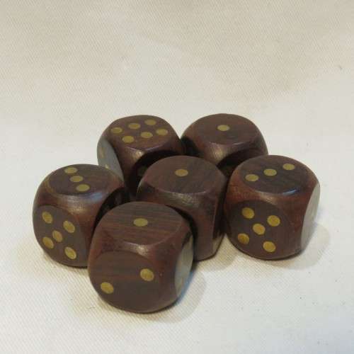 Vintage dominoes card and dice game box with all items - Dominoes and dice are wood with brass inlay