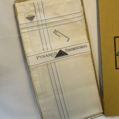 Pair of unused Pyramid cotton vintage handkerchiefs plus extra silk handkerchief - In original box
