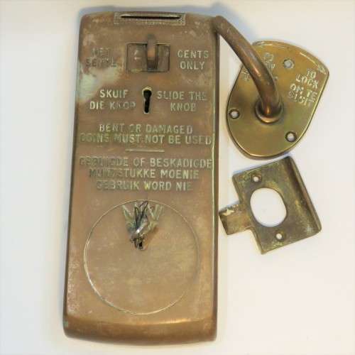 Vintage brass coin operated door lock - Disassembled
