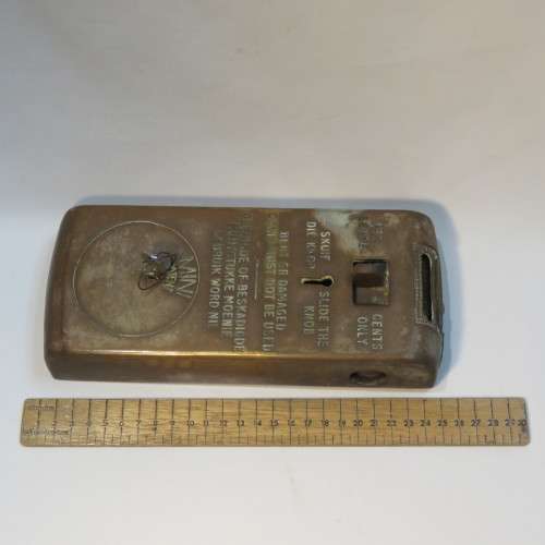 Vintage brass coin operated door lock - Disassembled