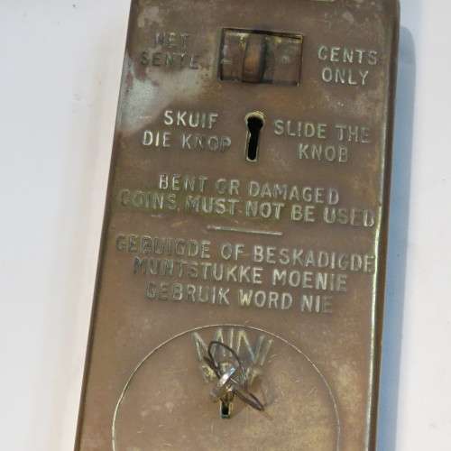 Vintage brass coin operated door lock - Disassembled