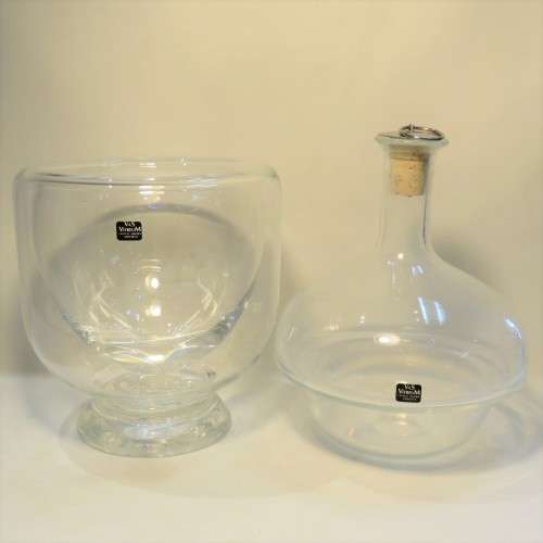 Vintage VAS VITREUM crystal insulated decanter / ice holder