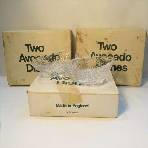 Lot of 6 vintage avocado dishes - Glass - In original boxes