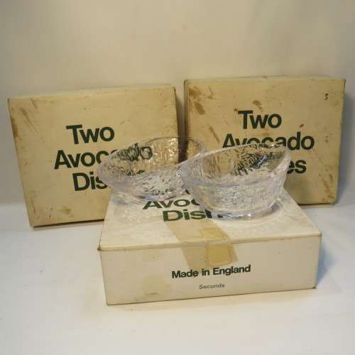 Lot of 6 vintage avocado dishes - Glass - In original boxes