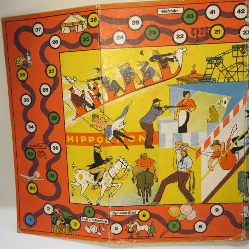 Antique German Fahrmarktspiel game with handwritten rules - Size 29 x 44 cm