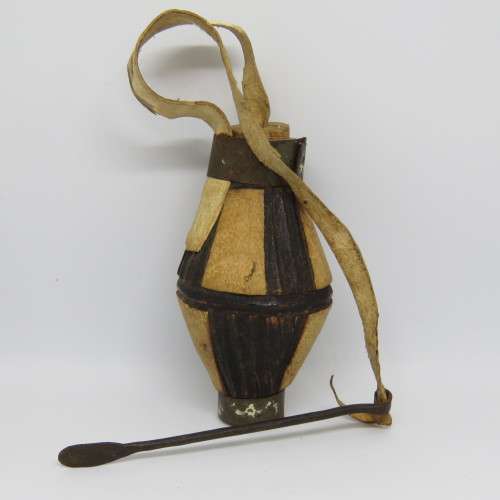 Wooden Opium/snuff vessel and spoon