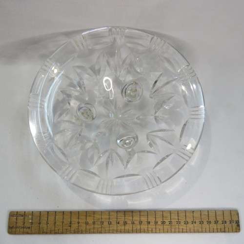 Vintage handmade cut glass bowl with legs