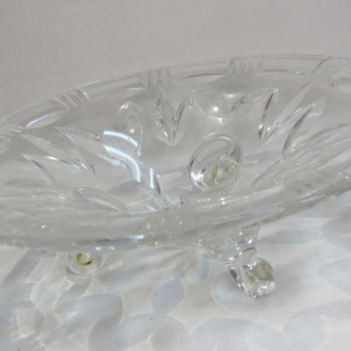 Vintage handmade cut glass bowl with legs