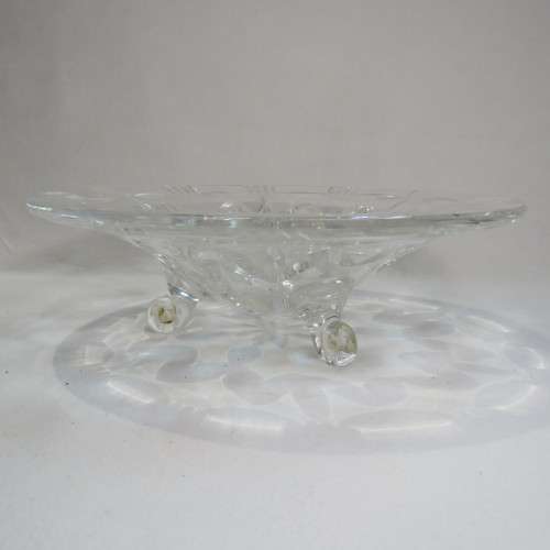 Vintage handmade cut glass bowl with legs