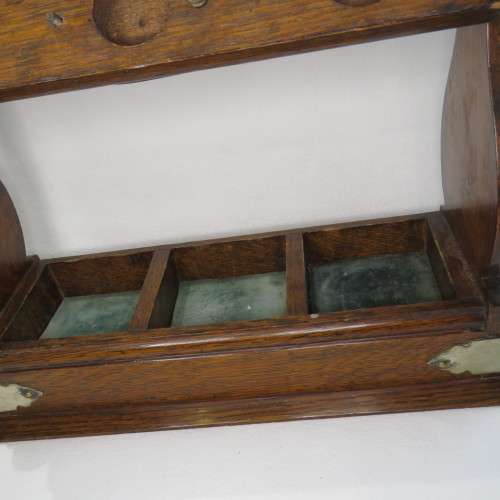Edwardian Oak Tantalus with silver trimmings - Only 1 decanter plus 3 tops
