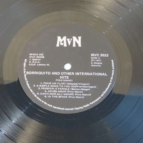 Vintage Music LP 33 rpm Pino Manci sings Borriquito signed by Artist 1971 MVC 3522
