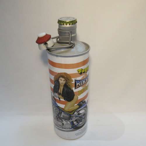 Vintage Fancy Biker beer tin bottle - Still sealed - Not to be consumed