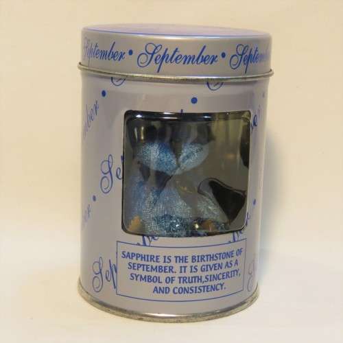September Sapphire Birth stone bear in original tin