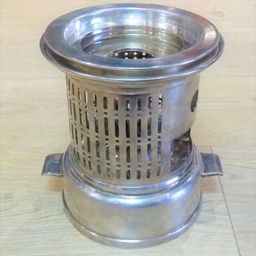 Vintage Broggi burner/food warmer with 3 adapter plates - 26 cm High - Base 19 x 19 cm