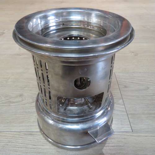 Vintage Broggi burner/food warmer with 3 adapter plates - 26 cm High - Base 19 x 19 cm