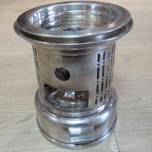 Vintage Broggi burner/food warmer with 3 adapter plates - 26 cm High - Base 19 x 19 cm
