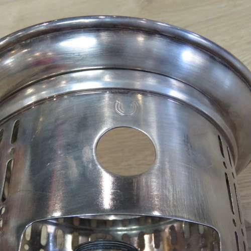 Vintage Broggi burner/food warmer with 3 adapter plates - 26 cm High - Base 19 x 19 cm