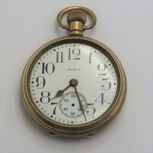 Antique Elgin goldplated pocketwatch for spares - Not working - No glass