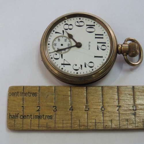 Antique Elgin goldplated pocketwatch for spares - Not working - No glass