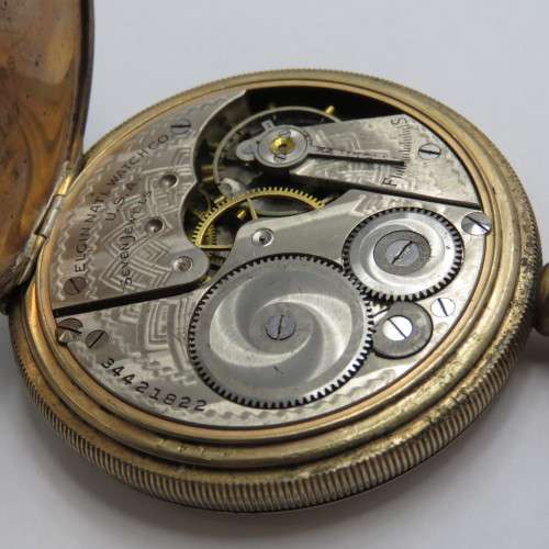 Antique Elgin goldplated pocketwatch for spares - Not working - No glass