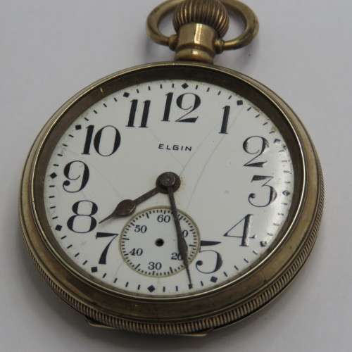 Antique Elgin goldplated pocketwatch for spares - Not working - No glass