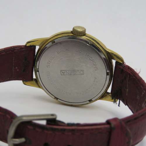 Vintage Dugena 444 mens manual wind watch - Working - Cracked glass - Spots on dial