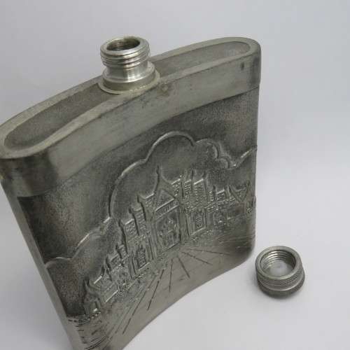 Vintage tin liquor flask - With Easter motif