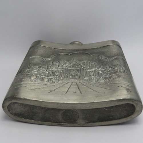 Vintage tin liquor flask - With Easter motif
