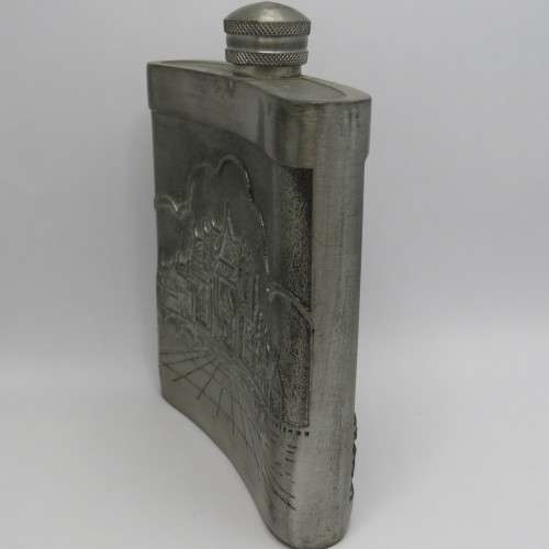 Vintage tin liquor flask - With Easter motif