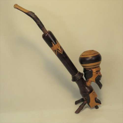 Vintage long stemmed pipe with 2 faces