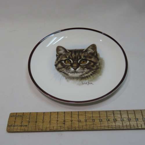 Derick Bown Coalport small plate with cat - Vintage