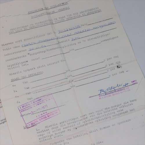 Lot of SADF kit issue documents of FJAM van Wyngaard