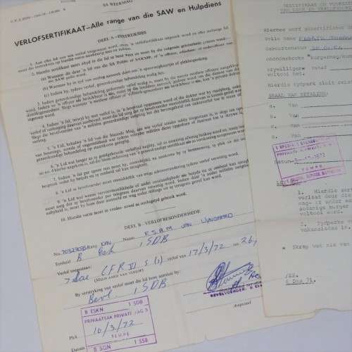 Lot of SADF kit issue documents of FJAM van Wyngaard