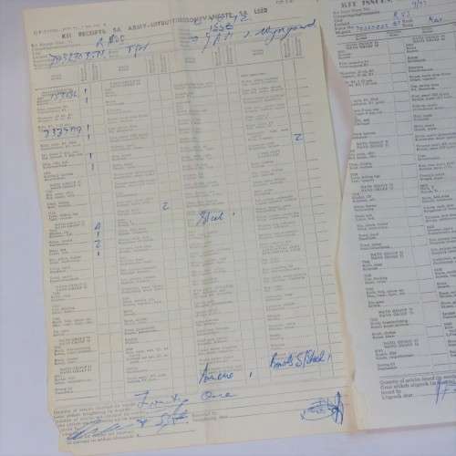 Lot of SADF kit issue documents of FJAM van Wyngaard