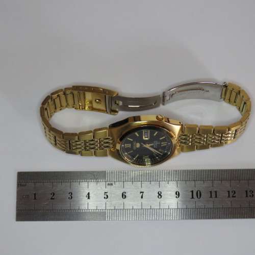 Seiko 5 Automatic mens watch with black dial - Gold tone - 7S26-02H0 - Excellent condition