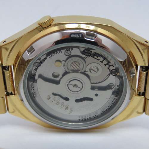 Seiko 5 Automatic mens watch with black dial - Gold tone - 7S26-02H0 - Excellent condition