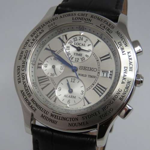 Rare Seiko World Timer Quartz mens watch - 5T82-0AB0 - Excellent working condition