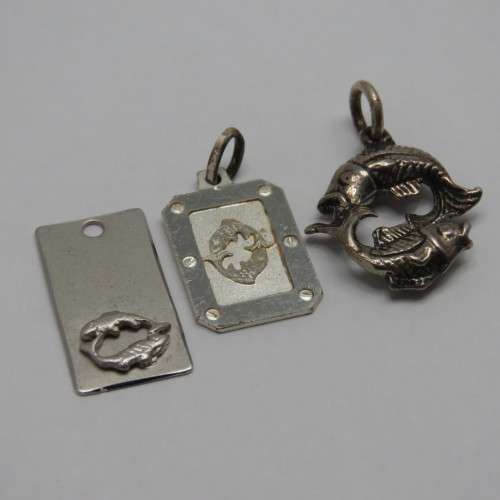Lot of 3 Pisces Zodiac pendants - Some silver