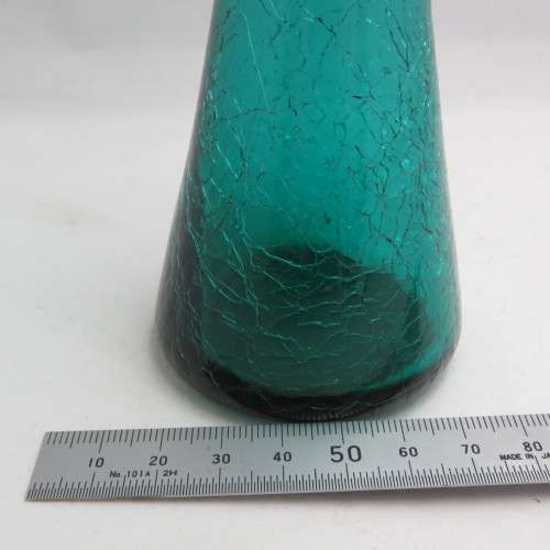 Vintage green crackled glass flower vase