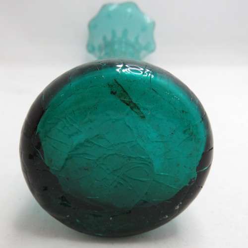 Vintage green crackled glass flower vase