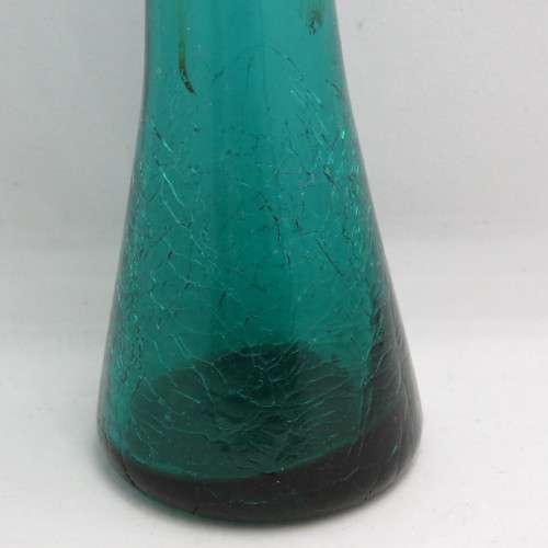 Vintage green crackled glass flower vase
