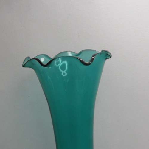 Vintage green crackled glass flower vase