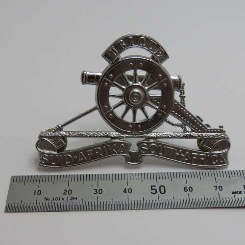 SADF Artillery cap badge - Chromed - Post 1976