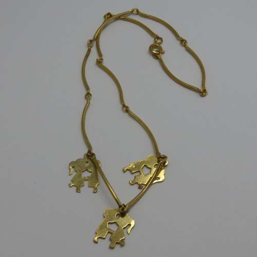 Vintage goldplated necklace with peanuts characters plus extra silver color necklace - Length 19 cm
