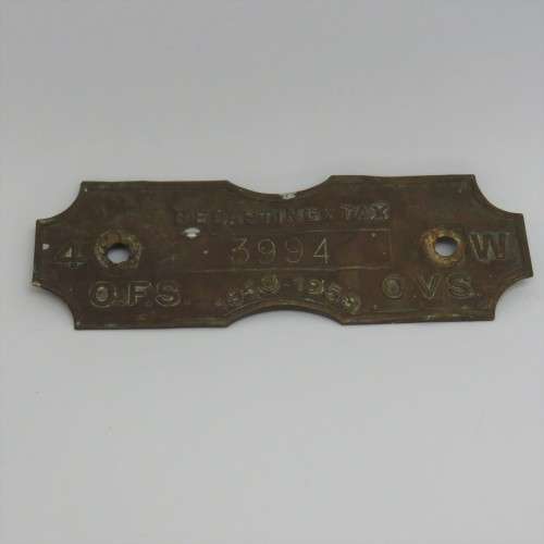 1953 Orange Free State 4W tax tag - #3994